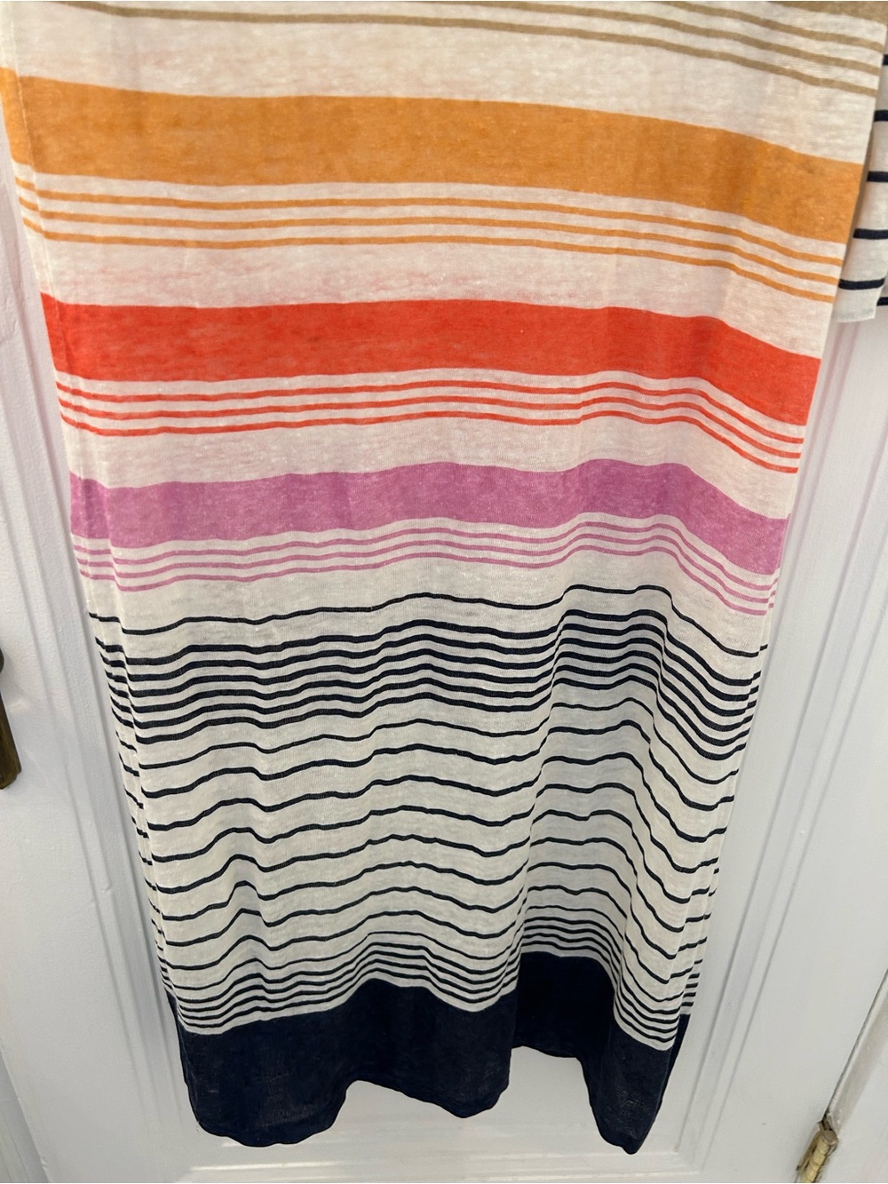 Calypso St. Barth Striped Maxi Dress in White, Navy & Multicolor Bands - Picture 2 of 5